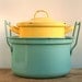 Vintage French Lemon Enamel Cooking Pot - Shabby Chic