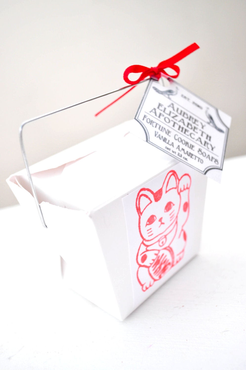 Fortune Cookies Soap in take out box - food soap - lucky soap - scented Vanilla Amaretto