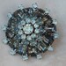 Vintage green domed rhinestone brooch VJSE