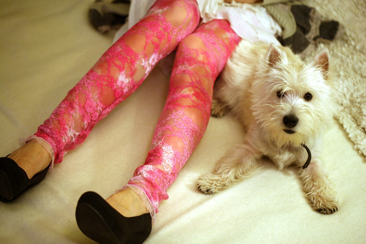Pink lace leggings