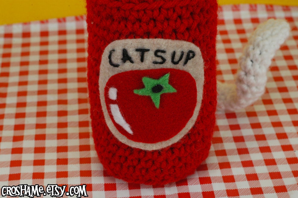 Kitty Catsup - (Ready to ship) crocheted amigurumi condiment cat