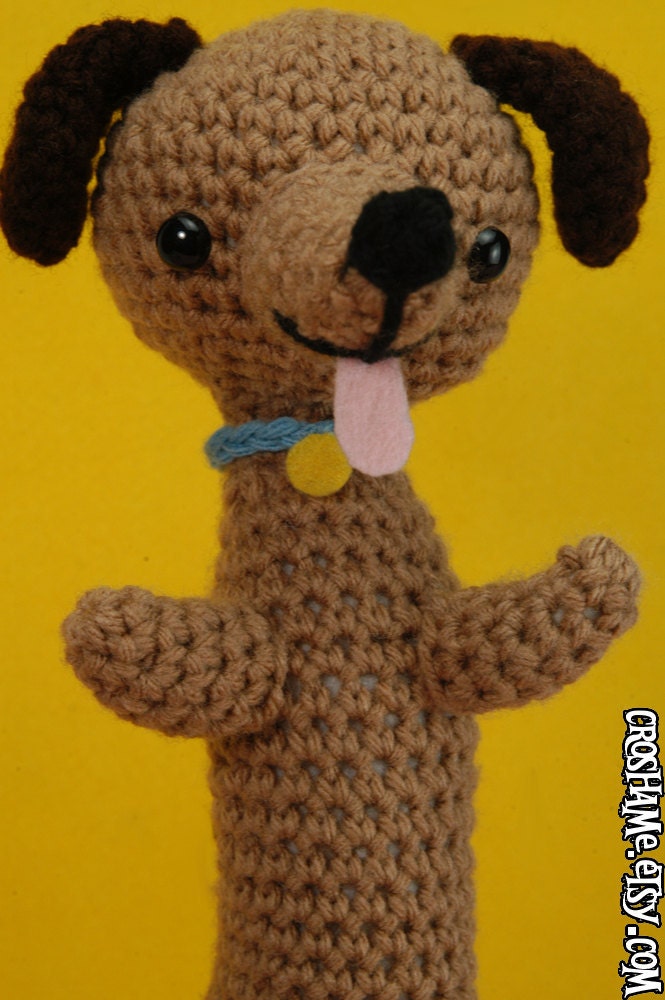 Weiner Dog on a Stick - (Ready to ship) crocheted amigurumi puppy snack