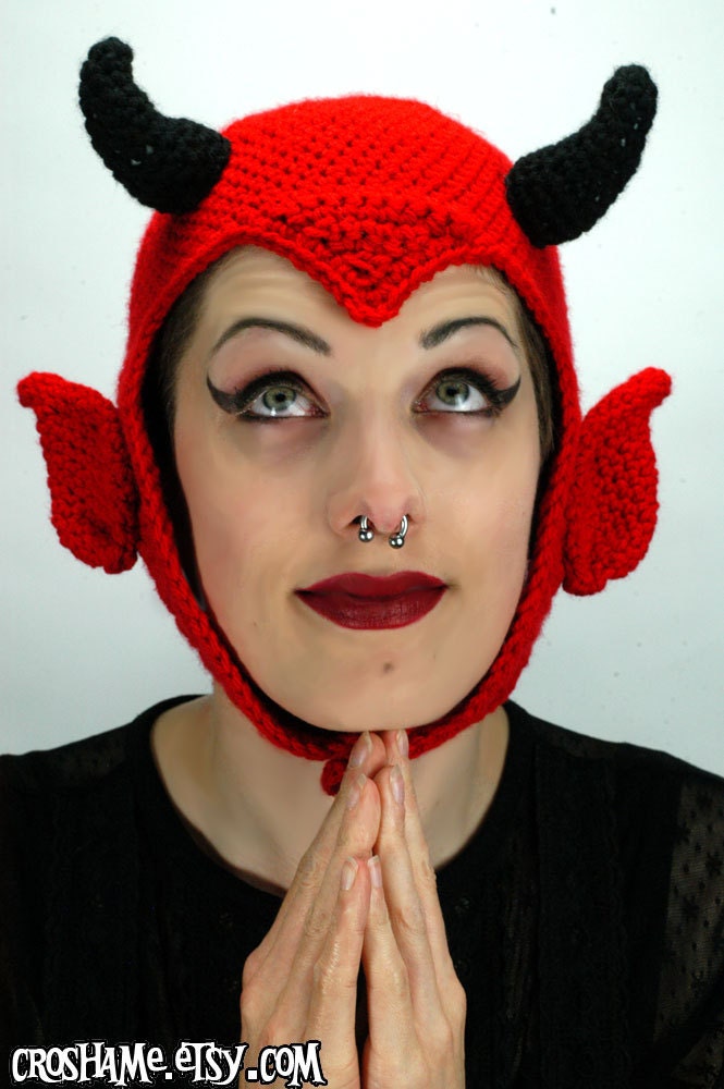 CUSTOM The Anton Crochet devil hat (available in sizes Small, Medium, or Large)
