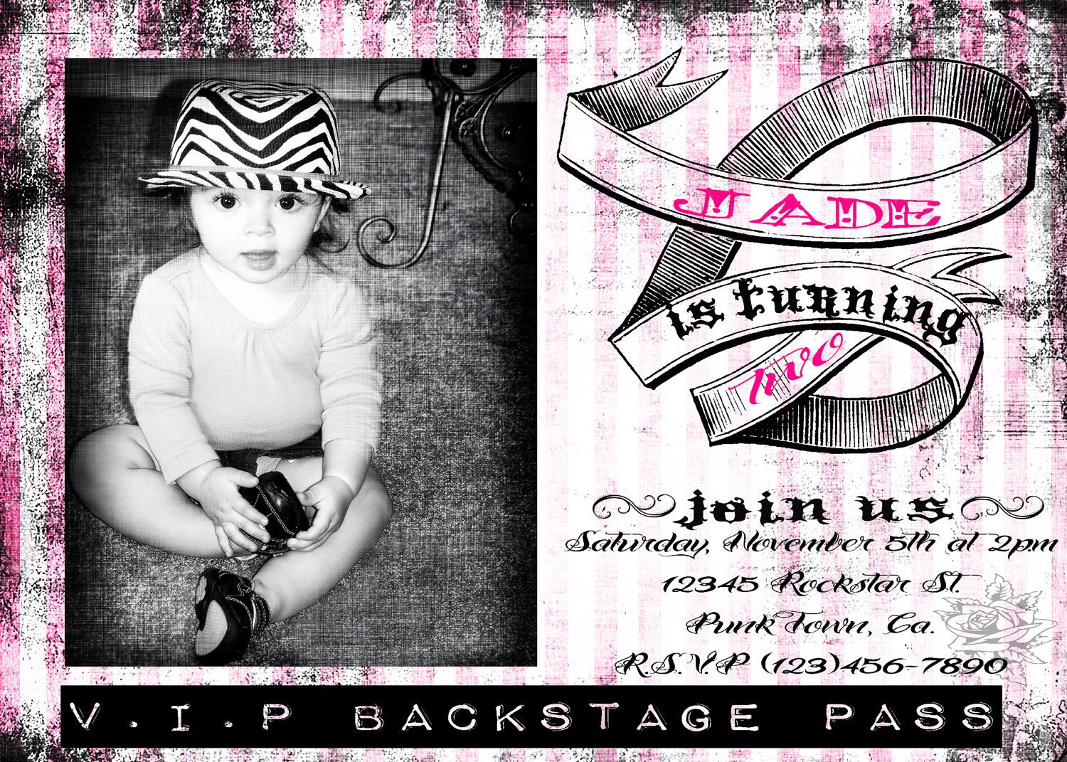 Rockstar printable Invite-custom color options available Il_570xn