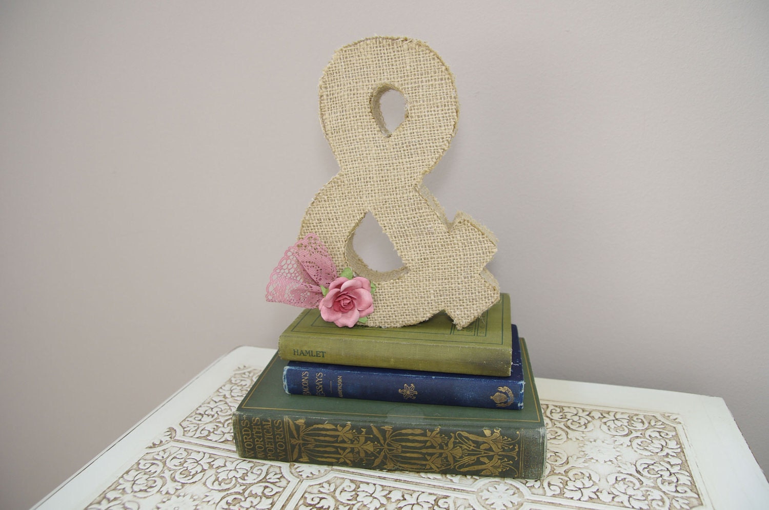 Burlap & Sign - Wedding Ampersand - Wedding Decoration, Table Centerpiece, Photography Prop