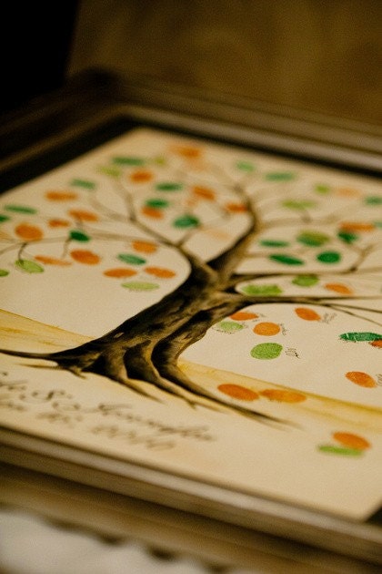 Wedding Tree Guest Book Hand Painted - 18" x 24" - Med-Large Custom Painting