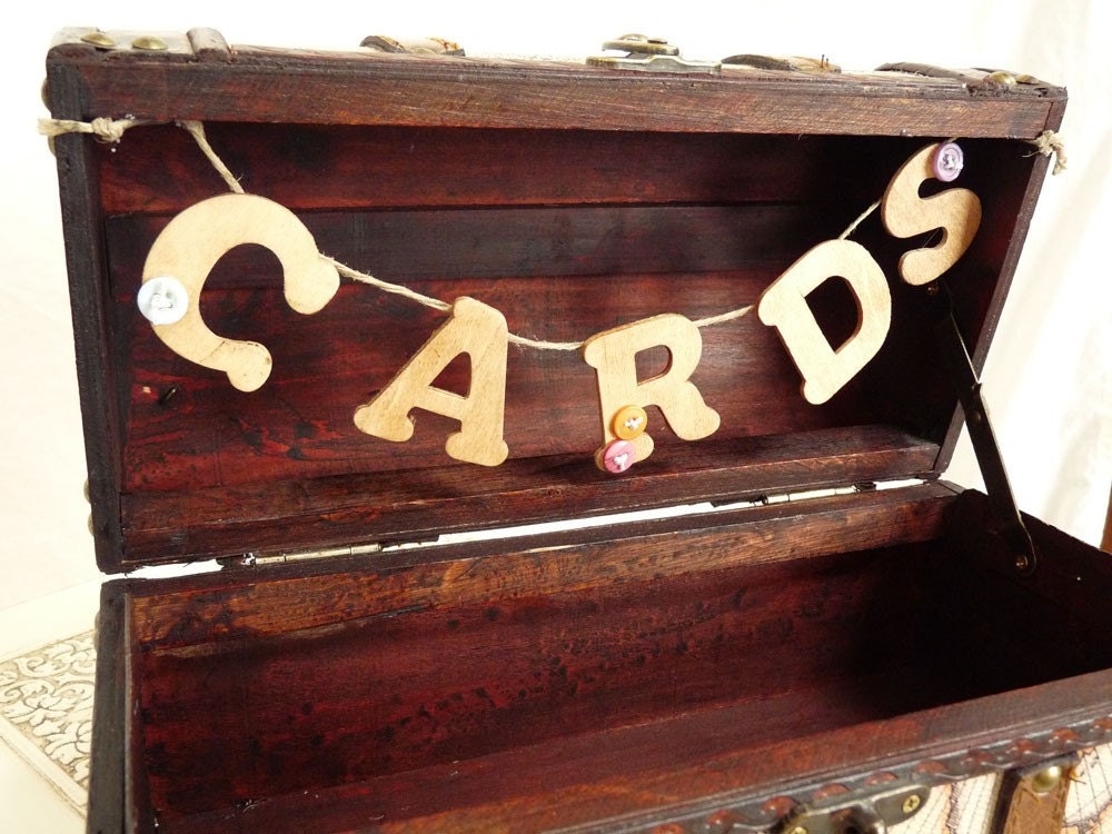 Wedding Card Box - suitcase trunk style, travel themed, vintage map