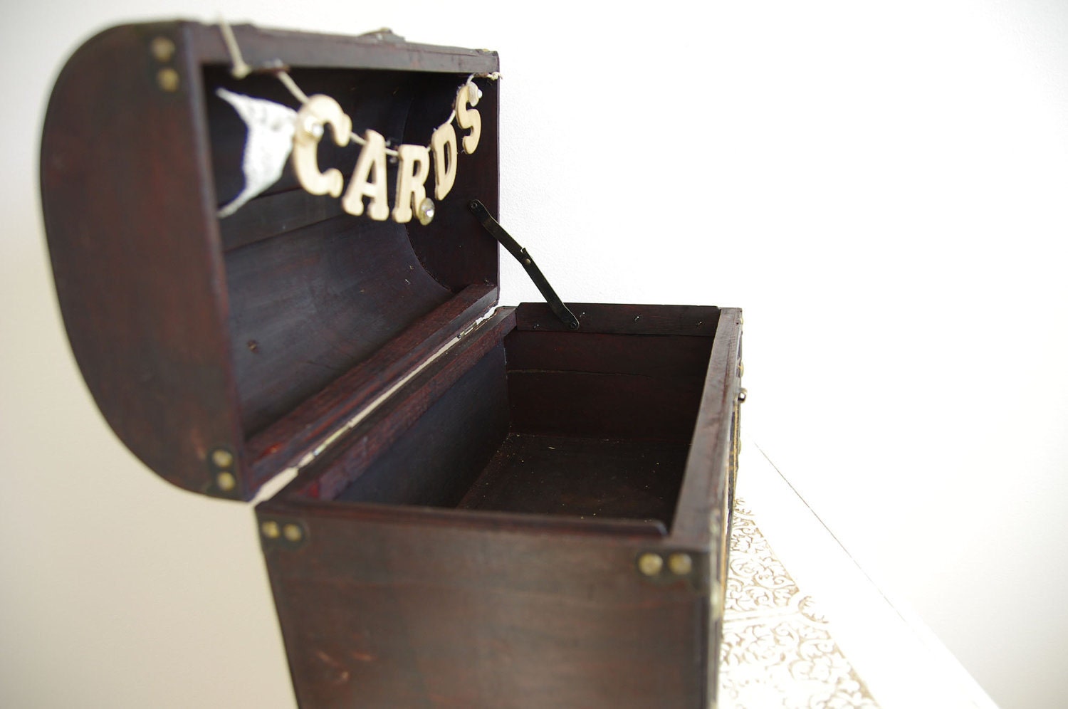 Large Trunk with Map - Wedding Card Box - Travel Themed, Vintage Style