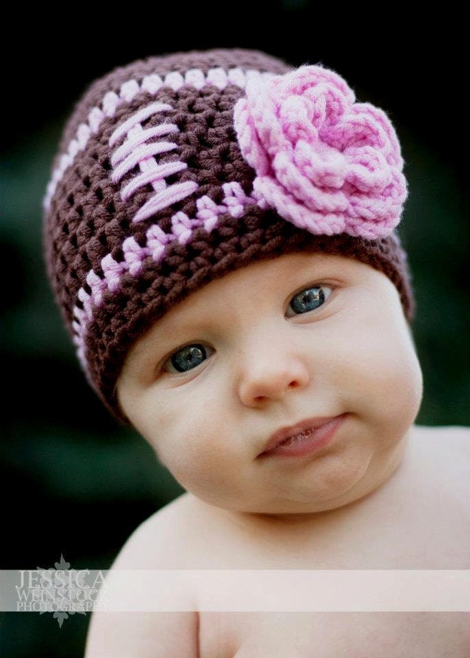 Baby Girl Football Beanie Hat Pretty In Pink Toddler 3 - 6 month to 2 Years  - Cute Photo Prop