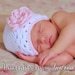 Baby Girl Hat - Newborn Hat - Baby White Hat - Flower - Pale Pink - Beautiful Photo Prop - ON SALE Today Only