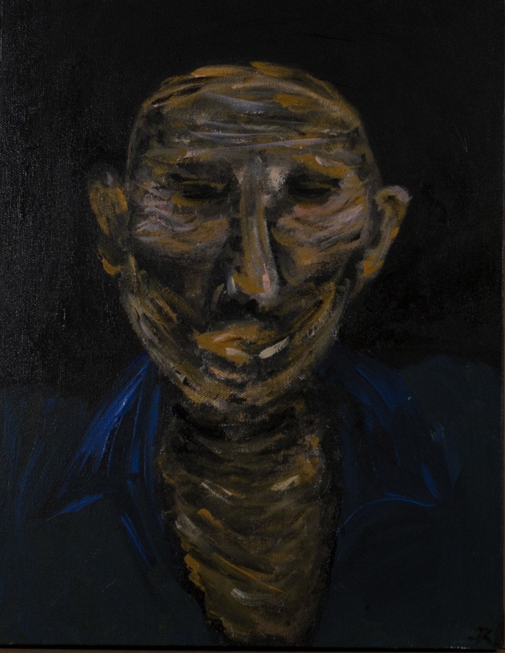 Man with Blue-Original painting on canvas- the old coal miner