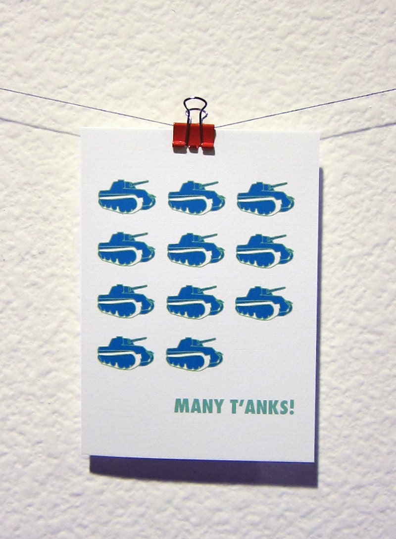 Many T'anks Thank You Greeting Cards - Set of 5
