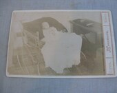 19thC CDV Post Mortem Baby Flowers in Hand Carriage KS