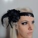 1920s black feather flapper headband races