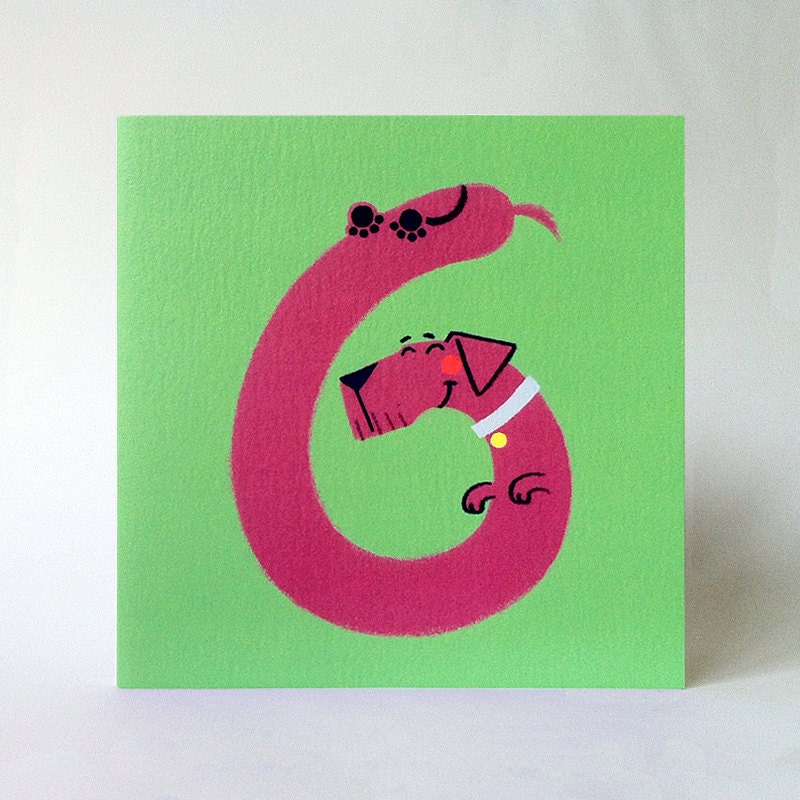 Stretch the Sausage Dog 6th Birthday Card