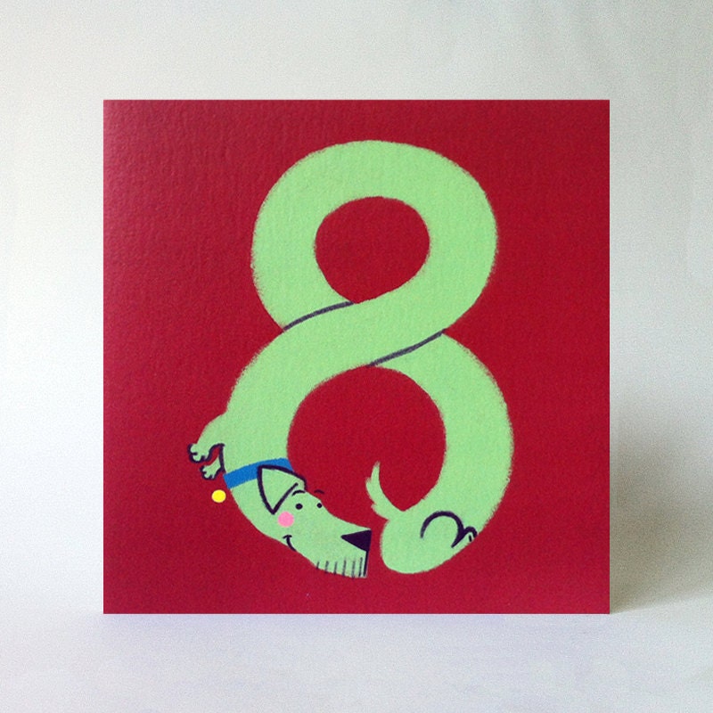 Stretch the Sausage Dog 8th Birthday Card