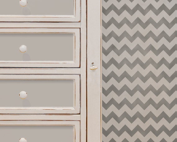 Chevron Stripe Wall and Furniture Stencil for Painting Chevron Stripe Wallpaper Look
