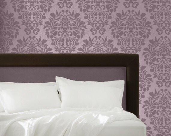 Allover Wall Stencil Fabric Damask for DIY  Painted Wallpaper Wall Decor