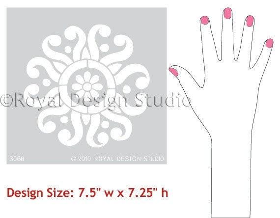 Floral Wall Motif Stencil Sun Flower Moroccan Stencil for DIY Wall Decor
