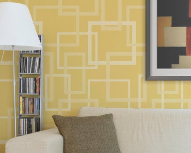 Modern Wall Stencil Hip to be Square Allover Stencil for Easy Painted Wall Decor