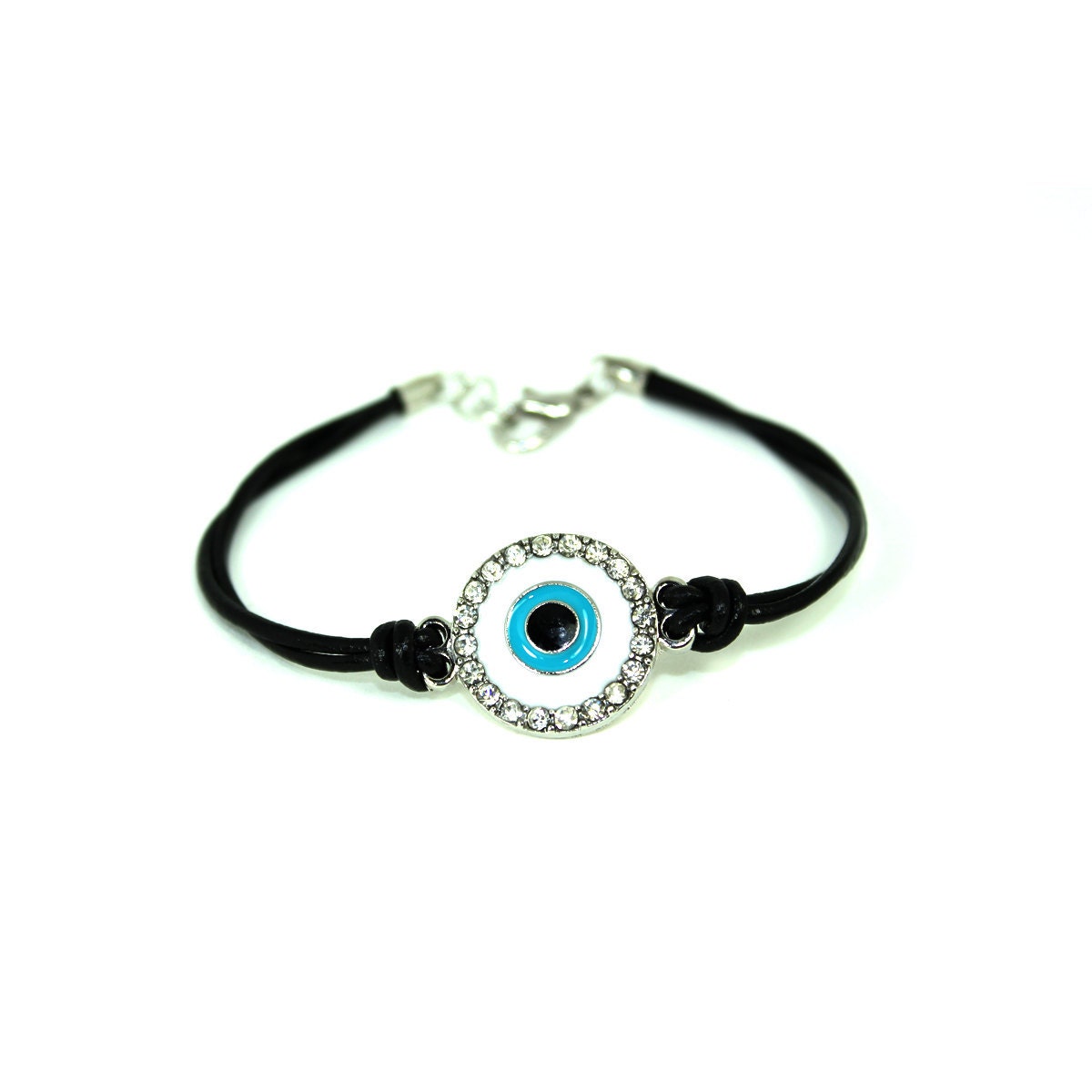 NEW MARKDOWN - Lucky Crystal Evil Eye Charm Bracelet - White - Only 10 Dollars