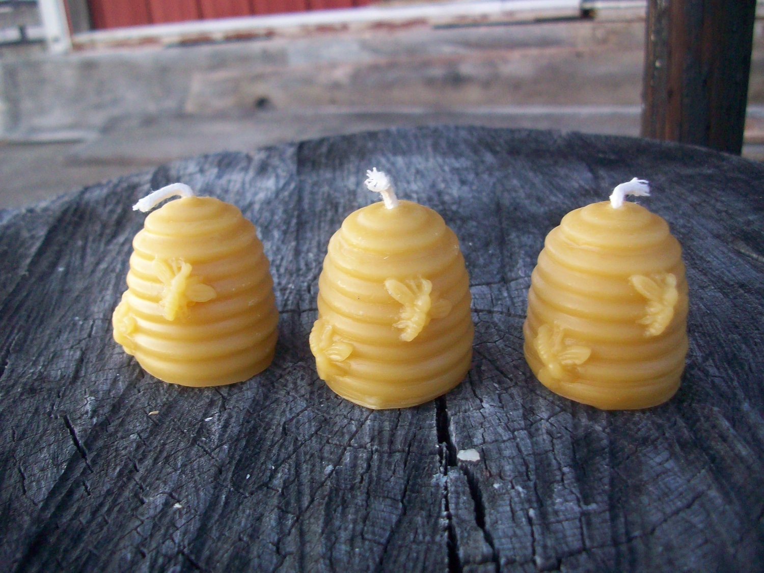 Beeswax Candles -Set of 3 Natural Beeswax Miniature Hive Votives