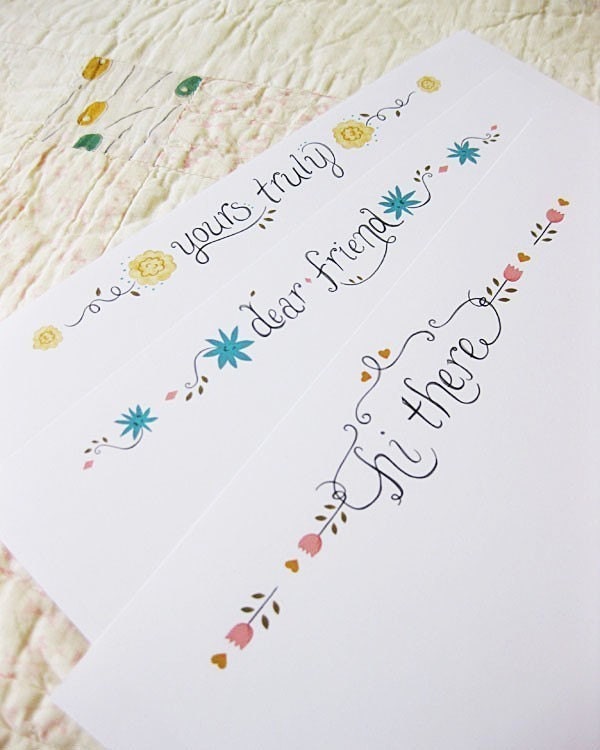 Hand Drawn Floral Printable PDF Stationery Set