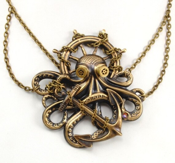 Steampunk Jewelry Steampunk Necklace Octopus Necklace Kraken Cthulhu Steampunk Goggles Steam Punk Jewelry By Victorian Curiosities