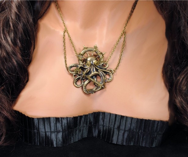 Steampunk Jewelry Steampunk Necklace Octopus Necklace Kraken Cthulhu Steampunk Goggles Steam Punk Jewelry By Victorian Curiosities