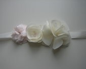 Handmade Flower Wedding Sash in Ivory and Pink