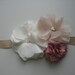 Handmade Flower Wedding Dress Sash in Ivory, Taupe and Coral