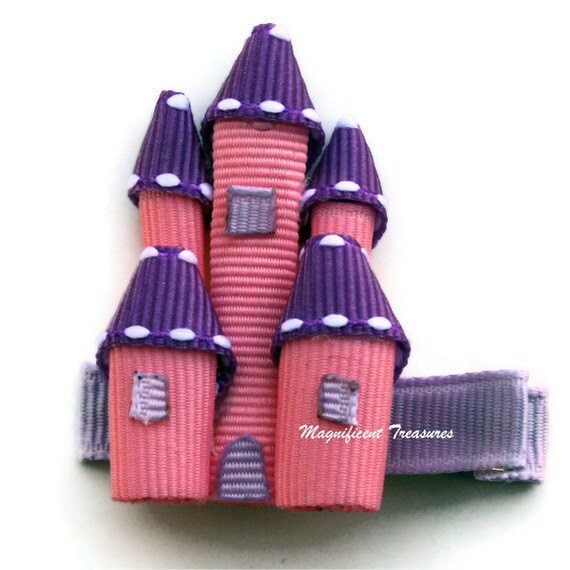 Pink Princess Castle Hair Clip