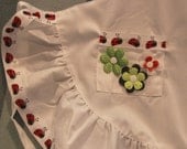My First Apron - "Ladybug" child apron or artist smock with flower and butterfly appliques