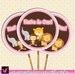 Printable personalized cupcake toppers - Jungle Baby Shower or Birthday Pink Girl Monkey Lion Animals Circle