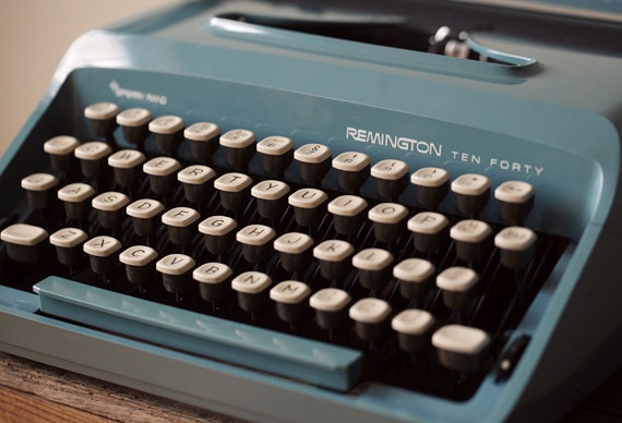 Cursive Remington Sperry Rand Blue Vintage Typewriter - Rare Script Font