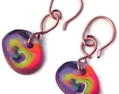 Rainbow Bead Earrings. Cool earrings. copper earrings