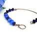 Bronze bracelet. blue glass beaded bracelet. brass bar bracelet with blue Czech glass beads