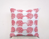 Children's pillow - hedgehog print in coral red, kids pillow or woodland nursery decor pillow cushion, eco friendly