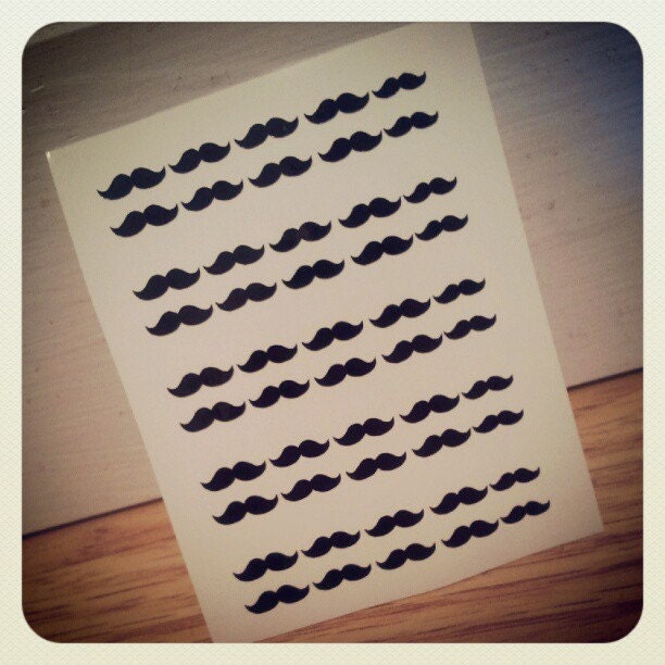 Mustache Nail Decals- Set of 50. From MakeitStickDesigns