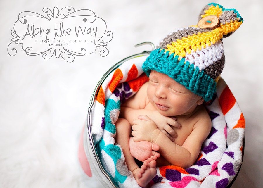 Swirly Top - Newborn Sack Hat - Made to Order