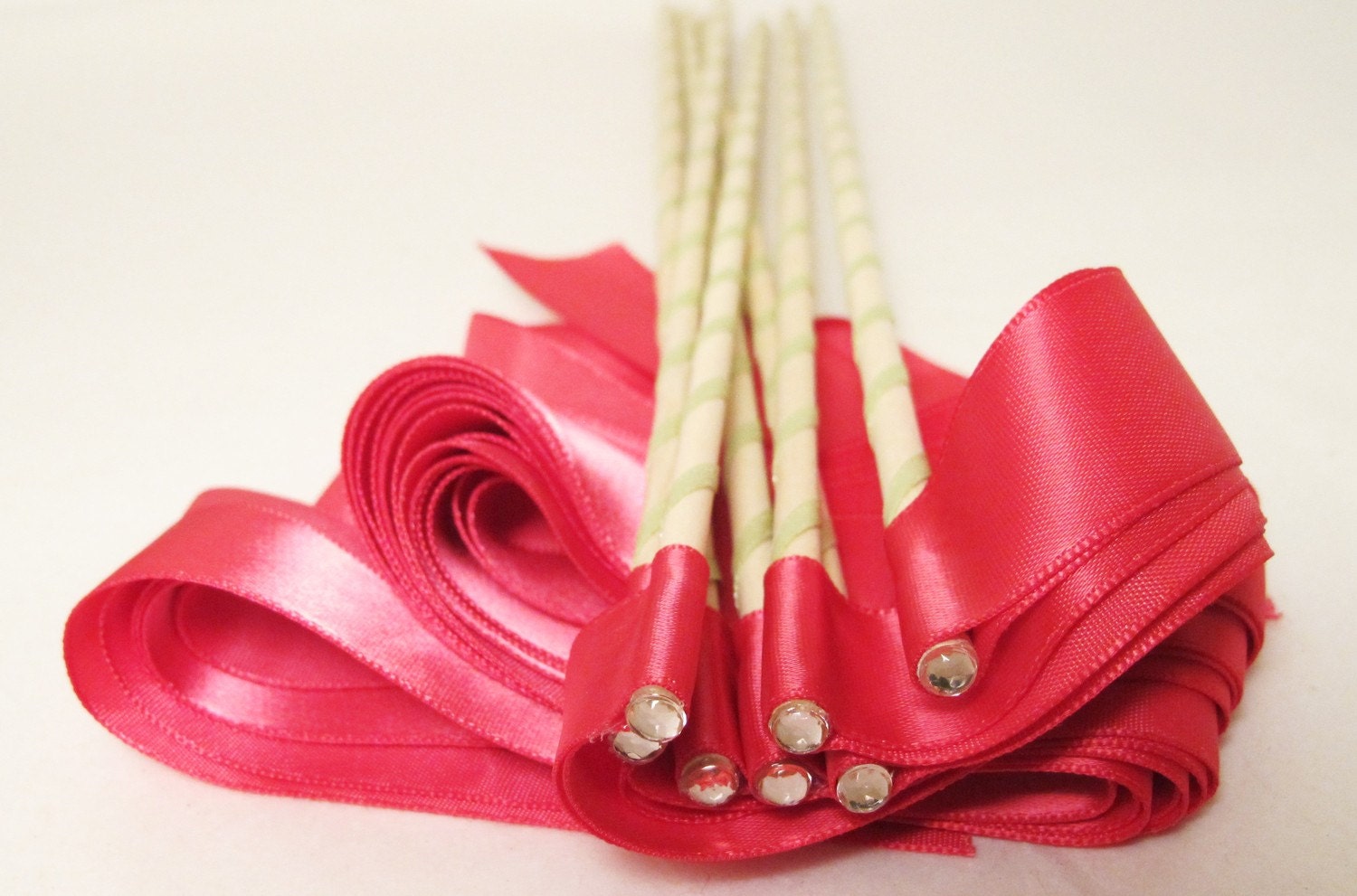 Enchanted Wedding Ribbon Wands 50 Pack IN YOUR COLORS (shown in hot pink)