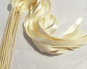 Satin Wedding Ribbon Wands - Custom Colors - Pack of 100 - Shown in Classic Ivory - Wedding Send Off