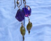 Amethyst and Green Garnet Spearrings