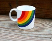 1987 RAINBOW MUG.....coffee. tea. colorful. rainbow. retro housewares. kitsch. 80s housewares. gift. kitchen. drink.