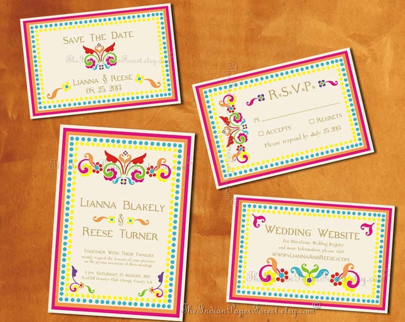 PRINTABLE RUSTIC RANGOLI Invitation Suite Custom Design Colors-Text Diy Wedding Paper Goods Anniversary Party Table Decor Program Modern