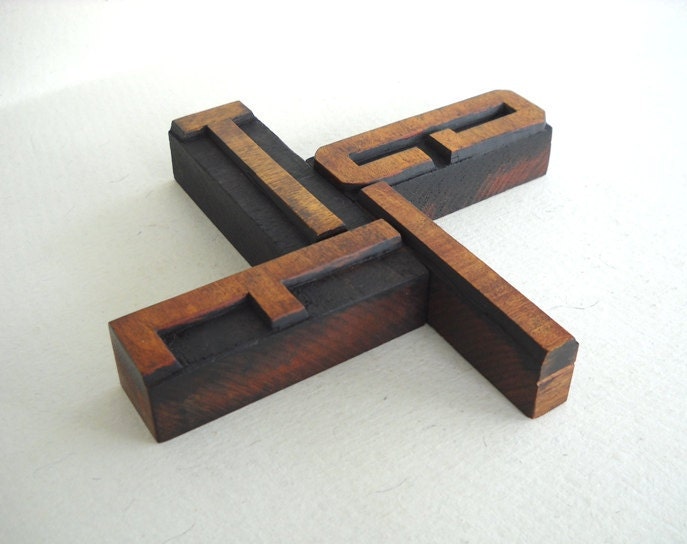 Thank God It's Friday, TGIF - 4 Wooden Vintage Letterpress Alphabet - Large - 3.2", L80