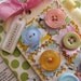Shabby Chic fabric and buttons Celebrate handmade card