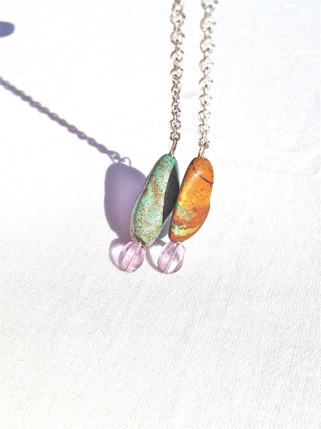 Turquoise and Amethyst earrings