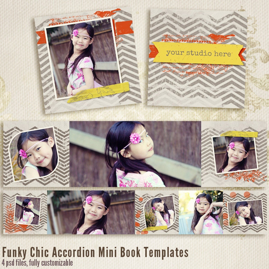 Funky Chic 3x3 Accordion book templates for photographers