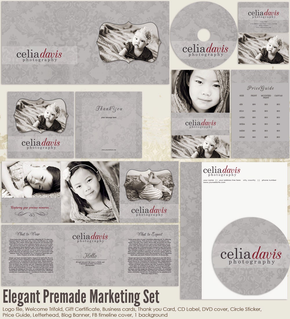 Elegant Premade Photography Marketing Set Templates